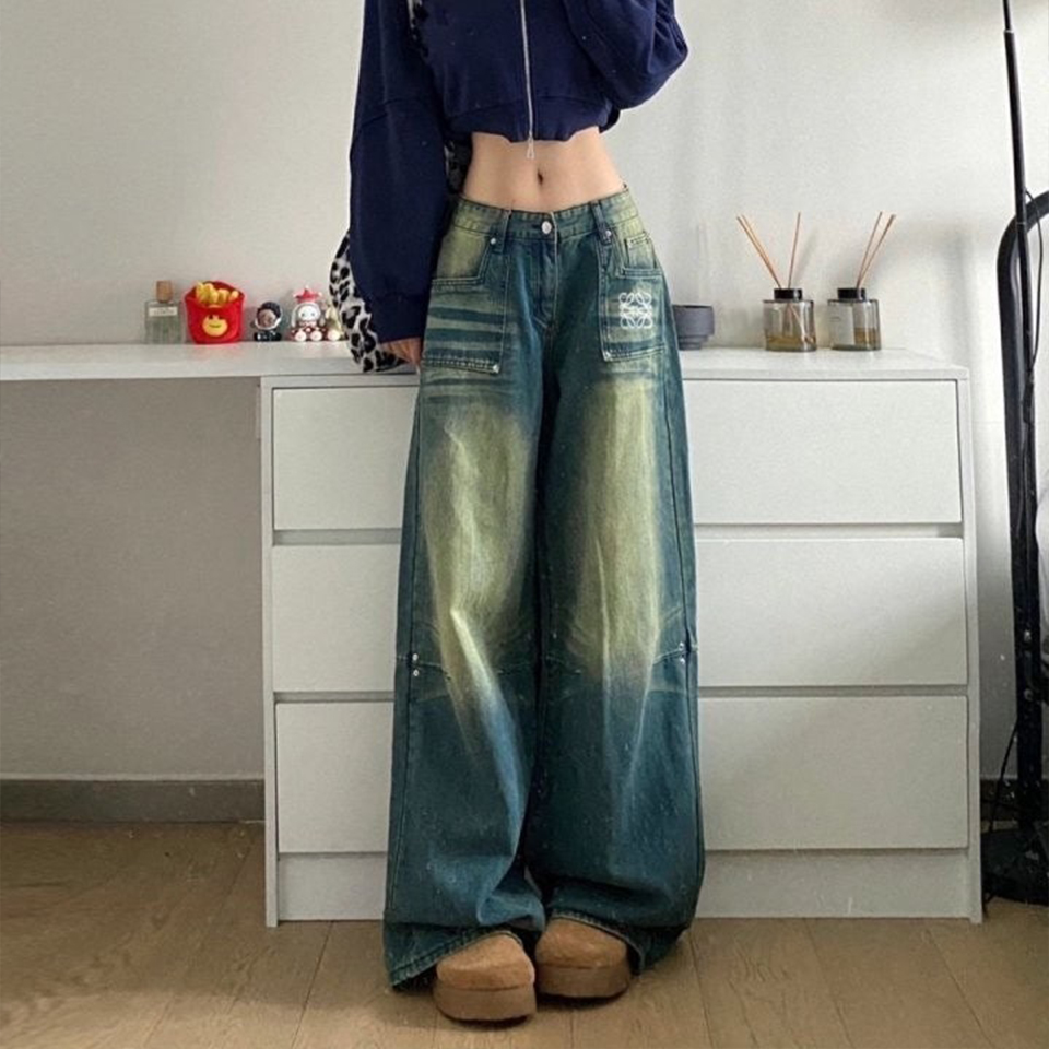 로에베 리벳 오일워싱 데님 팬츠