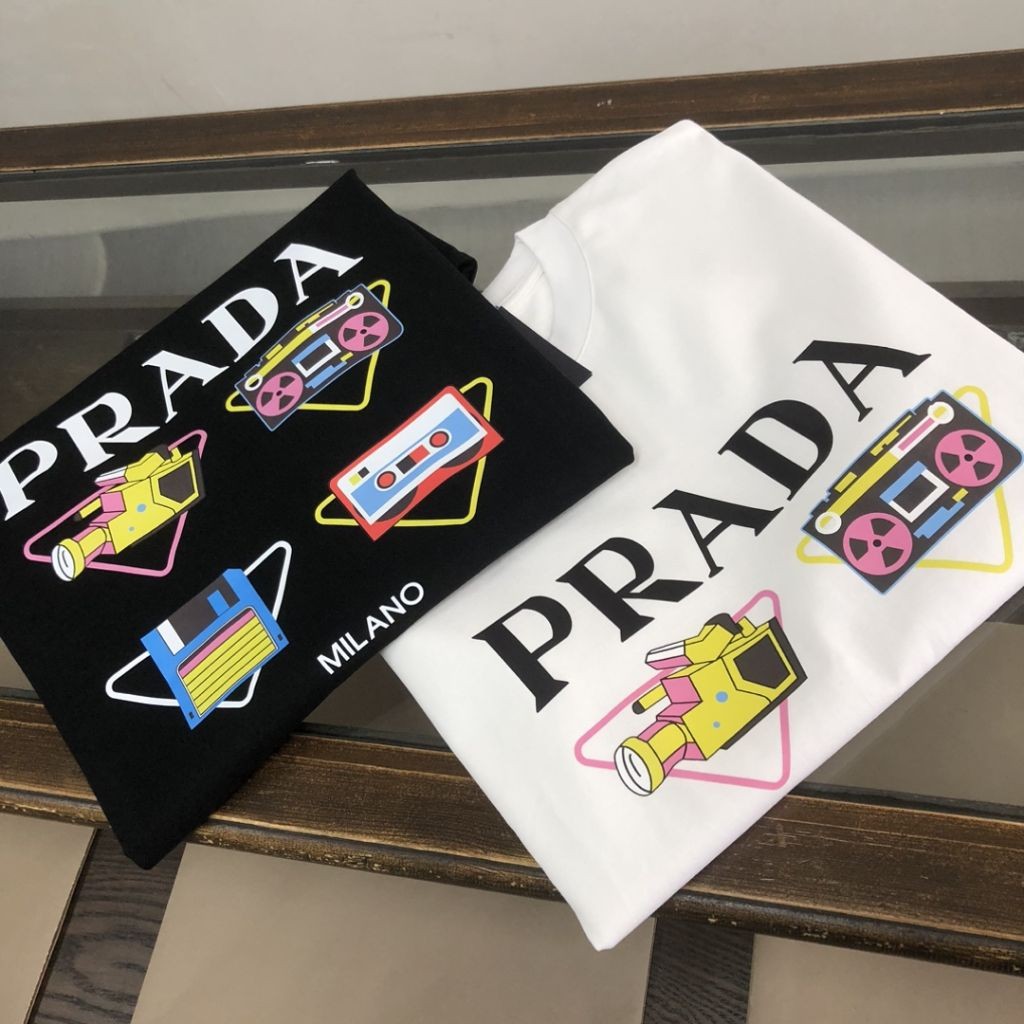 프라다 카세트 나염 반팔티