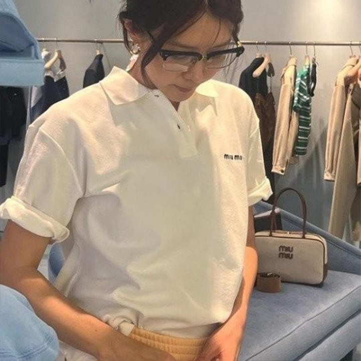 미우미우 MU PK 카라 반팔 티셔츠