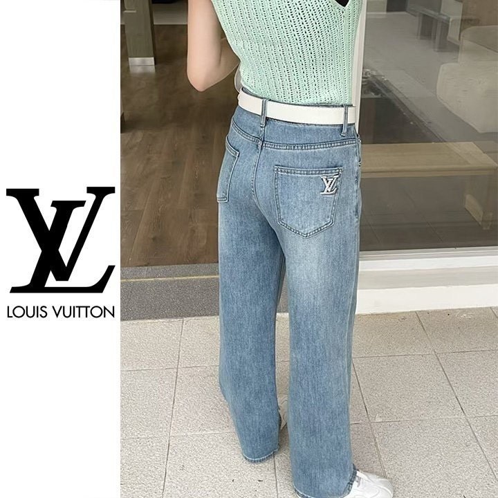 루이비통 LV 엘라 로고 와이드 청바지