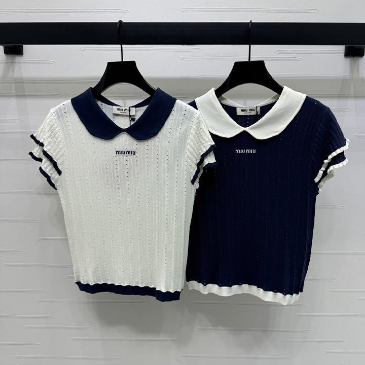 미우미우 칼라 홀로 니트 반팔