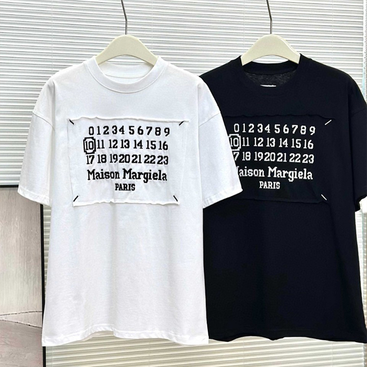 마르지엘라 넘버링 로고 자수 티셔츠
