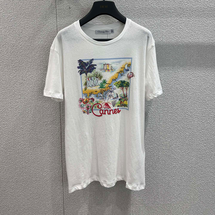 디올 프린트 패턴 반팔 티셔츠